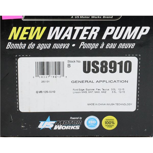 NEW USMW WATER PUMP  INFO IN PHOTO #US8910