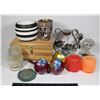 Image 1 : BOX OF HOME ITEMS INCLUDING WOOD TREASURE CHEST,