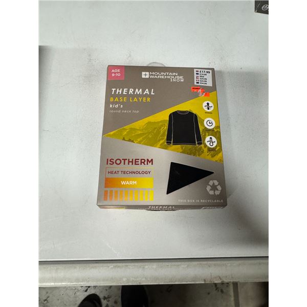 Thermal base layer, kids round neck top age 9/10