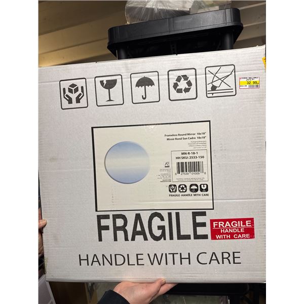 Frameless round mirror 18" x 18"