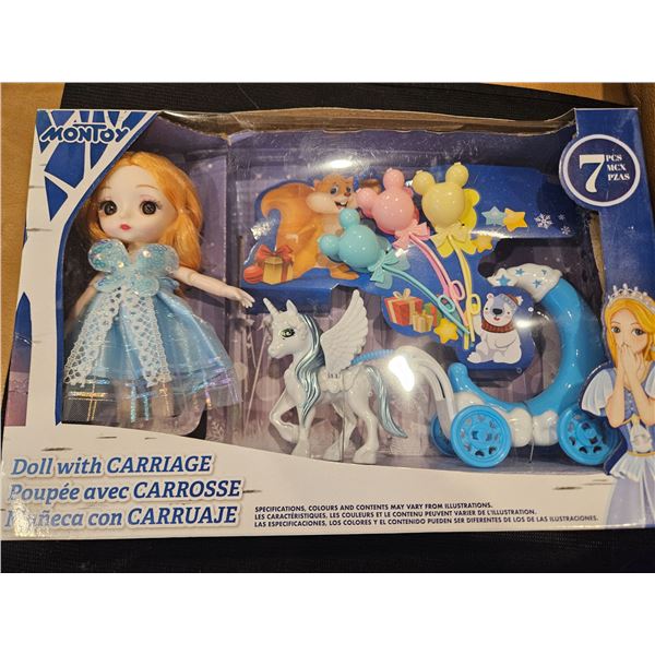 Doll with Carriage play set