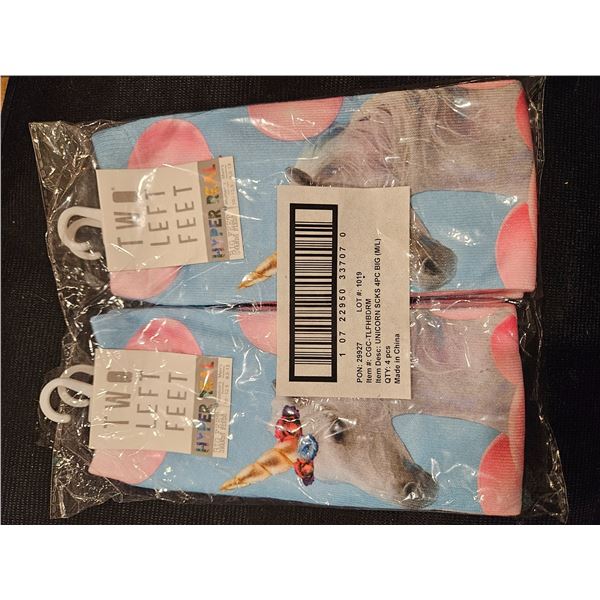 Two Left Feet socks- Unicorn - Big feet size (4 pack)