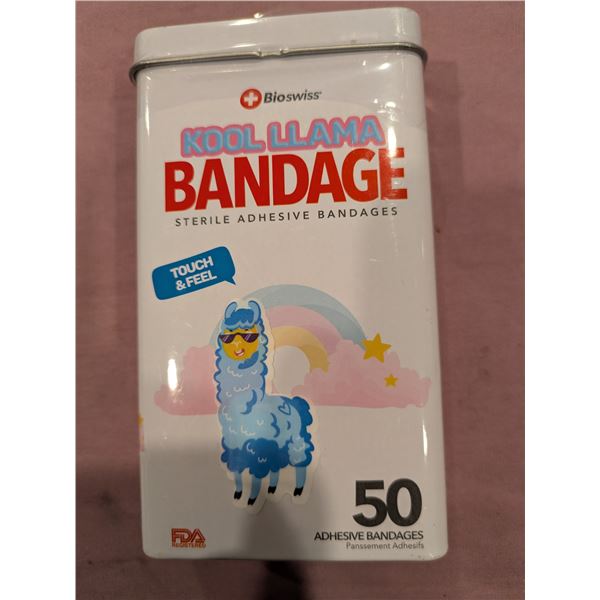 Kool Llama bandaids in tin