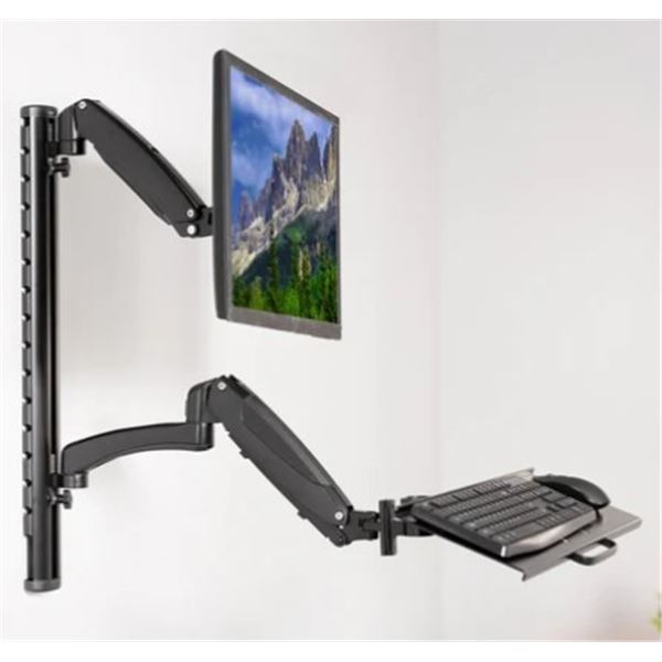 Single 13" to 27" Monitor Sit to Stand Wall Mount Workstation