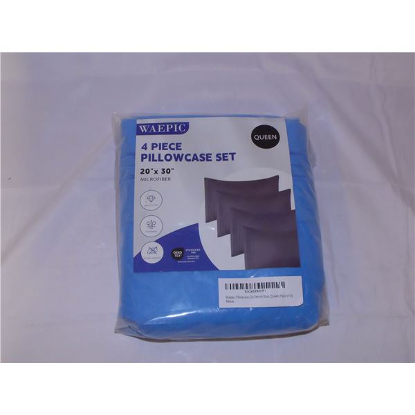4 Piece PillowCase Set, 20x30" Queen - Denim Blue