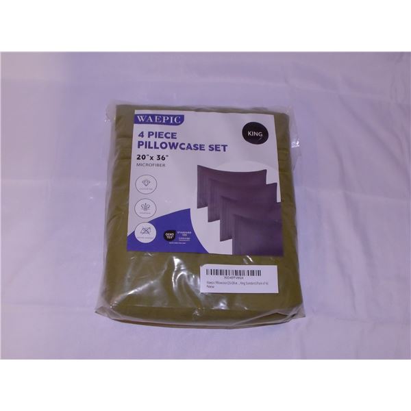 4 Piece PillowCase Set, 20x36" King - Olive Color