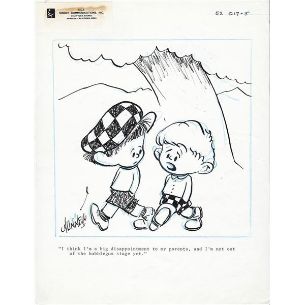 John F. Dunnett hand drawn and signed sketch