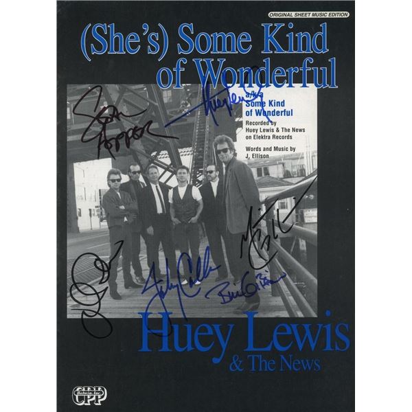 Huey Lewis and the News signed music sheet