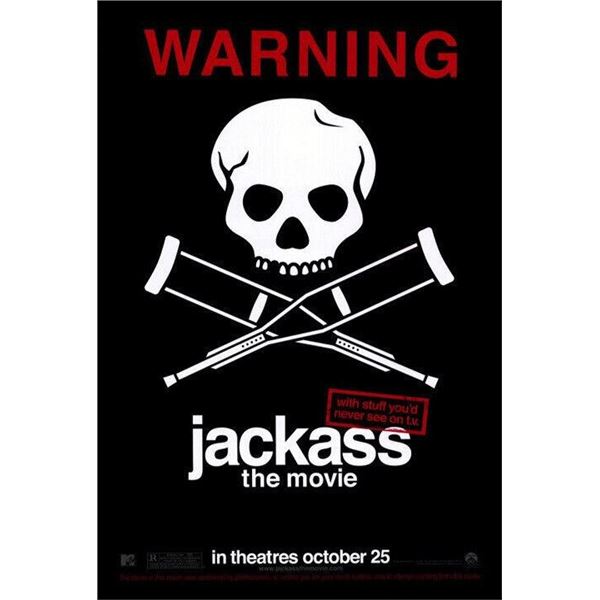 Jackass 2002 original double-sided bus shelter movie poster