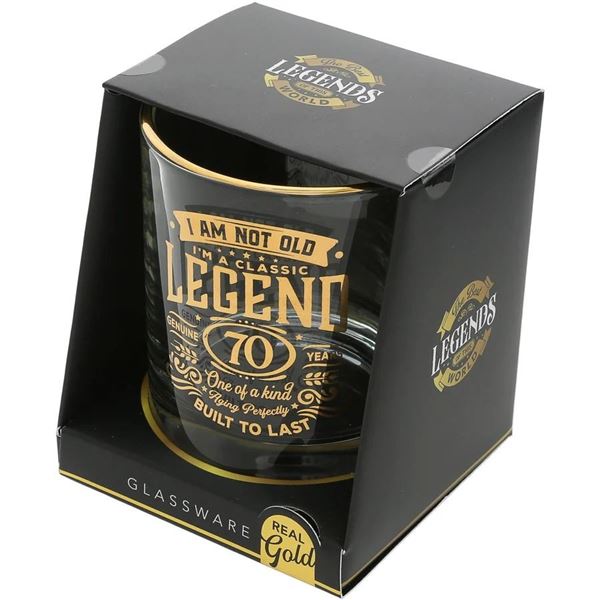 Legends of The World 8 oz Drinks Glass - 70 Years - NEW