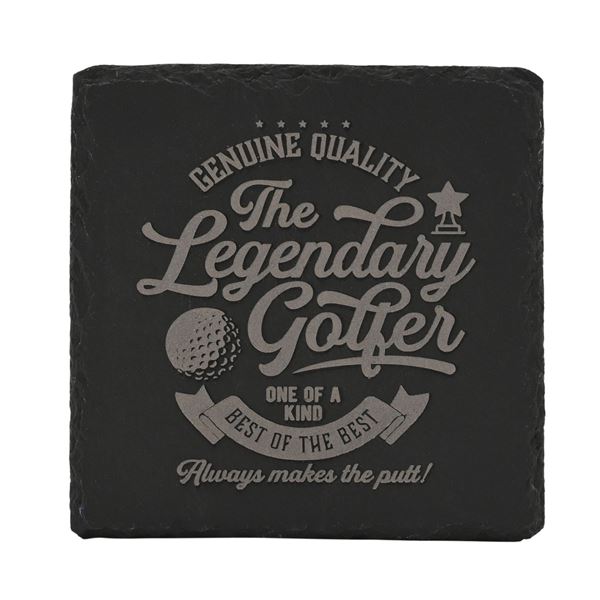 Slate Coaster Golfer Legend - NEW 4 inch Stone