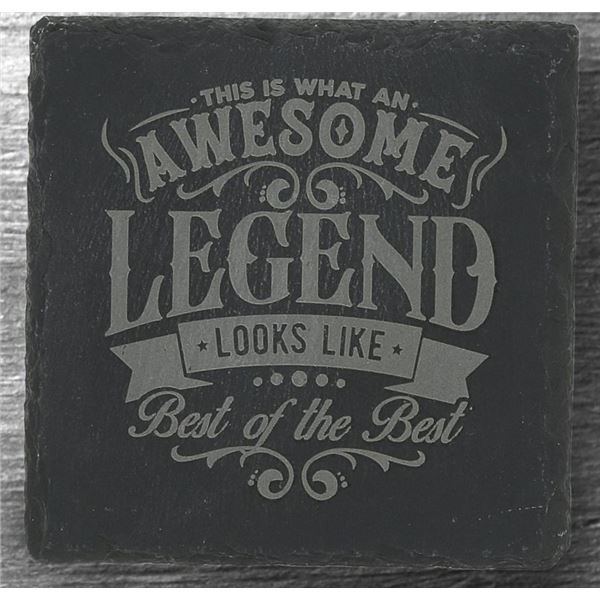 Slate Coaster AWESOME Legend Looks Like- NEW 4 inch Stone