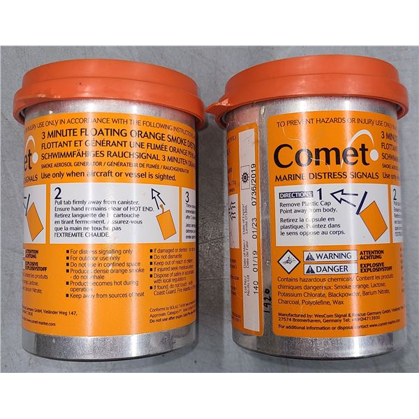 Emergency Orange Smoke Comet Marine Distress Signal x 2 Cans