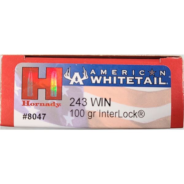 243 Rem 100 gr Hornady Whitetail Interlock  - 20 rds