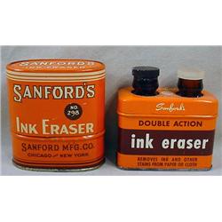 LOT OF 2 VINTAGE SANFORD'S INK ERASER ADVERTISING 