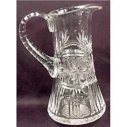 VINTAGE CUT CRYSTAL PITCHER - FLORAL DESIGN - Appr