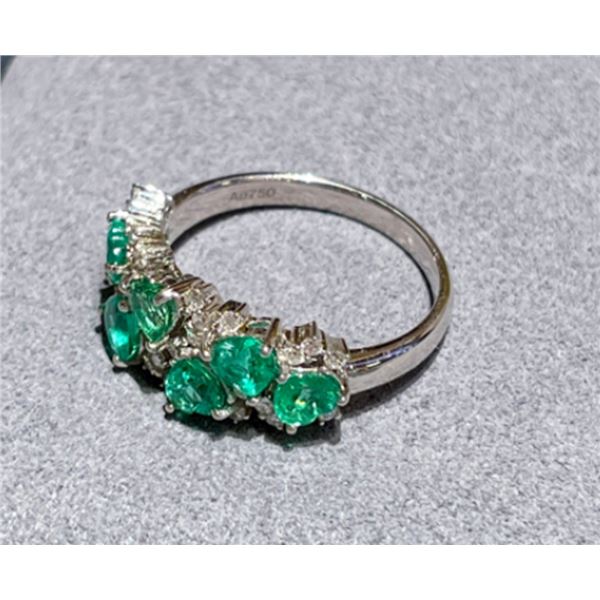 18K Gold Emerald Band Ring