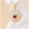 Image 1 : 18K Gold Heart-Shaped Ruby Filigree Pendant