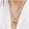 Image 4 : 18K Gold Heart-Shaped Ruby Filigree Pendant