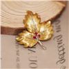 Image 1 : 18K Gold Ruby Maple Leaf Pendant