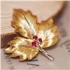 Image 3 : 18K Gold Ruby Maple Leaf Pendant
