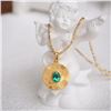 Image 1 : 18K Gold Emerald Medallion Pendant