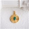 Image 3 : 18K Gold Emerald Medallion Pendant