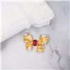 Image 3 : 18K Gold Ruby Floral Pendant