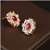 Image 4 : 18K Gold Ruby Earrings