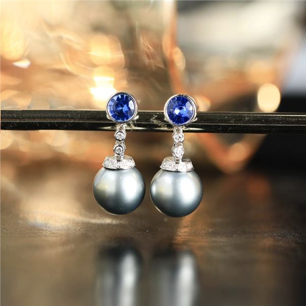 18K Gold Tahitian Pearl Earrings