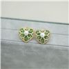 Image 1 : 18K Gold Green Gemstone and Pearl Earrings