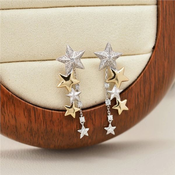 18K Gold Diamond Shooting Star Earrings