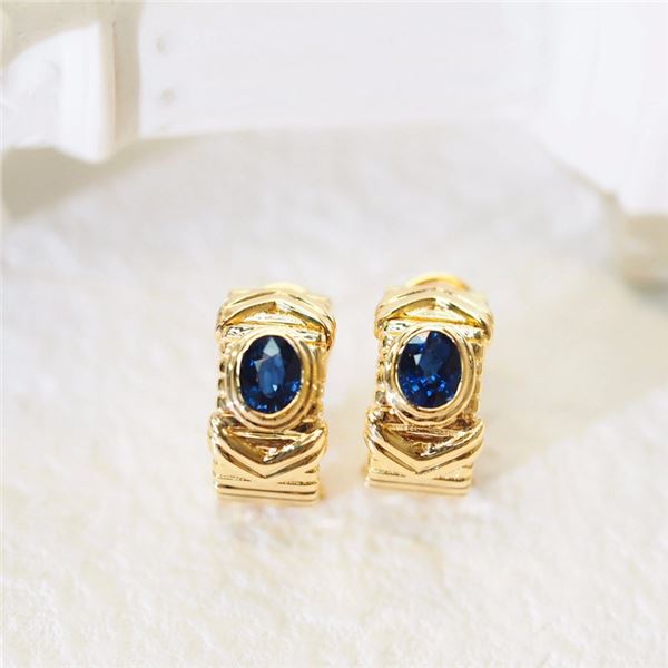 18K Gold Sapphire Earrings
