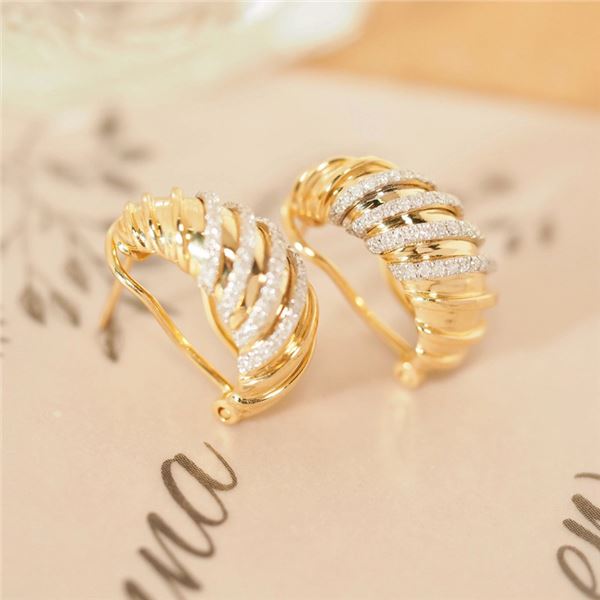 18K Gold Diamond Bullhorn Earrings