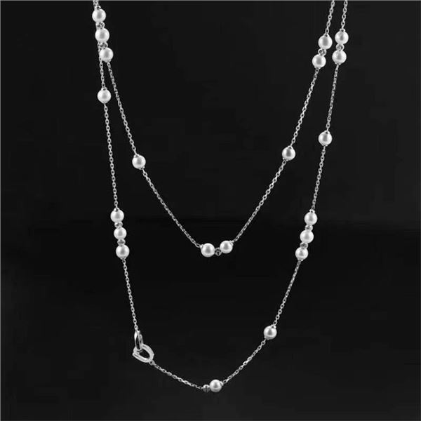 18K Gold Blue Rose Pearl Necklace