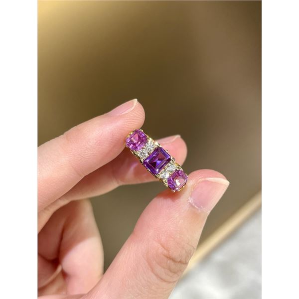 18K Gold Purple Sapphire Ring