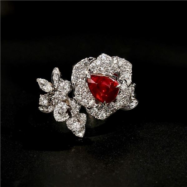 18K Gold Unheated Ruby Ring