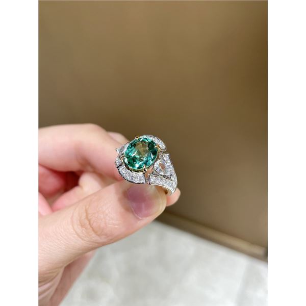 18k Gold Tourmaline and Diamond Ring