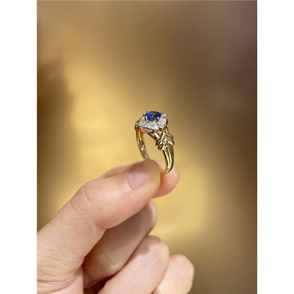 18k Gold Sapphire and Diamond Ring