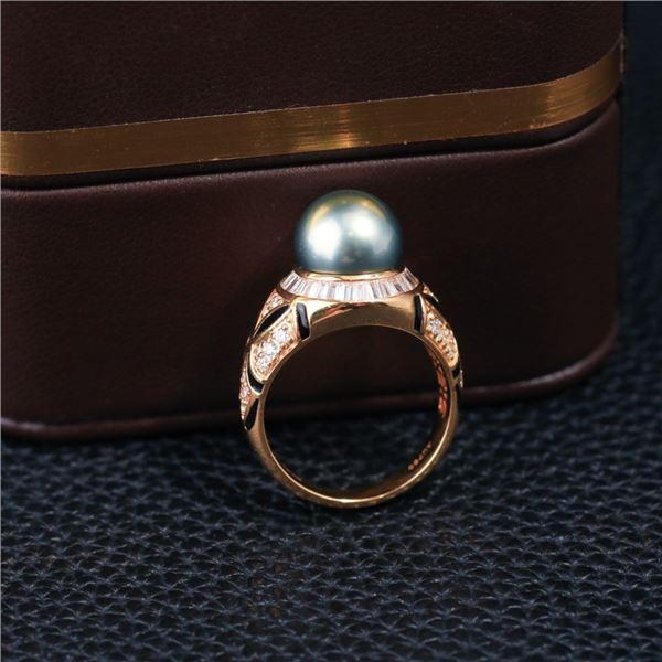 18K Gold Tahitian Pearl Ring