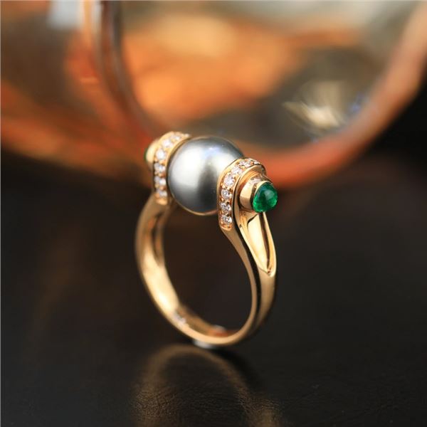 18K Gold Tahitian Pearl Ring