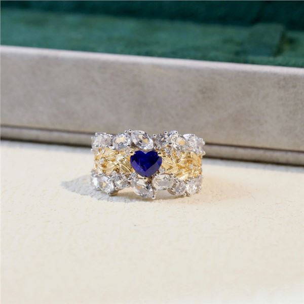 18K Gold Sapphire Heart Ring