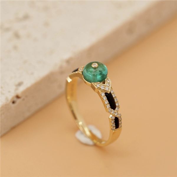 18K Gold Emerald Ring