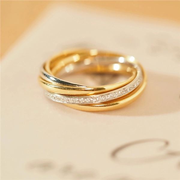 18K Gold Diamond Triple Band Ring