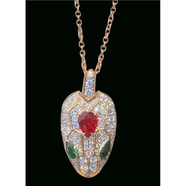 Ruby Snake Head Necklace