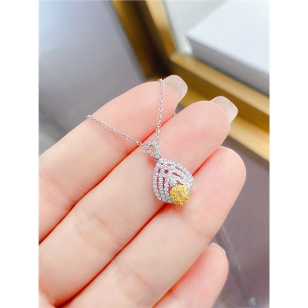 Yellow Diamond Oval Full-Pavé Necklace