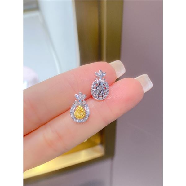 Yellow Diamond Pineapple Stud Earrings