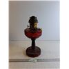 Image 1 : Aladdin Lincoln Drape Oil Lantern 14" Tall/ Ruby Red Glass