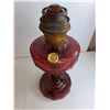 Image 2 : Aladdin Lincoln Drape Oil Lantern 14" Tall/ Ruby Red Glass