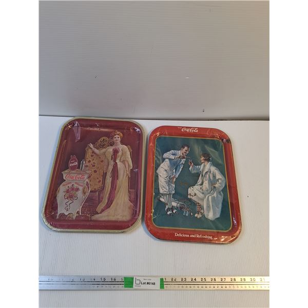 (2) Coca-Cola Themed Serving Trays 11x15"